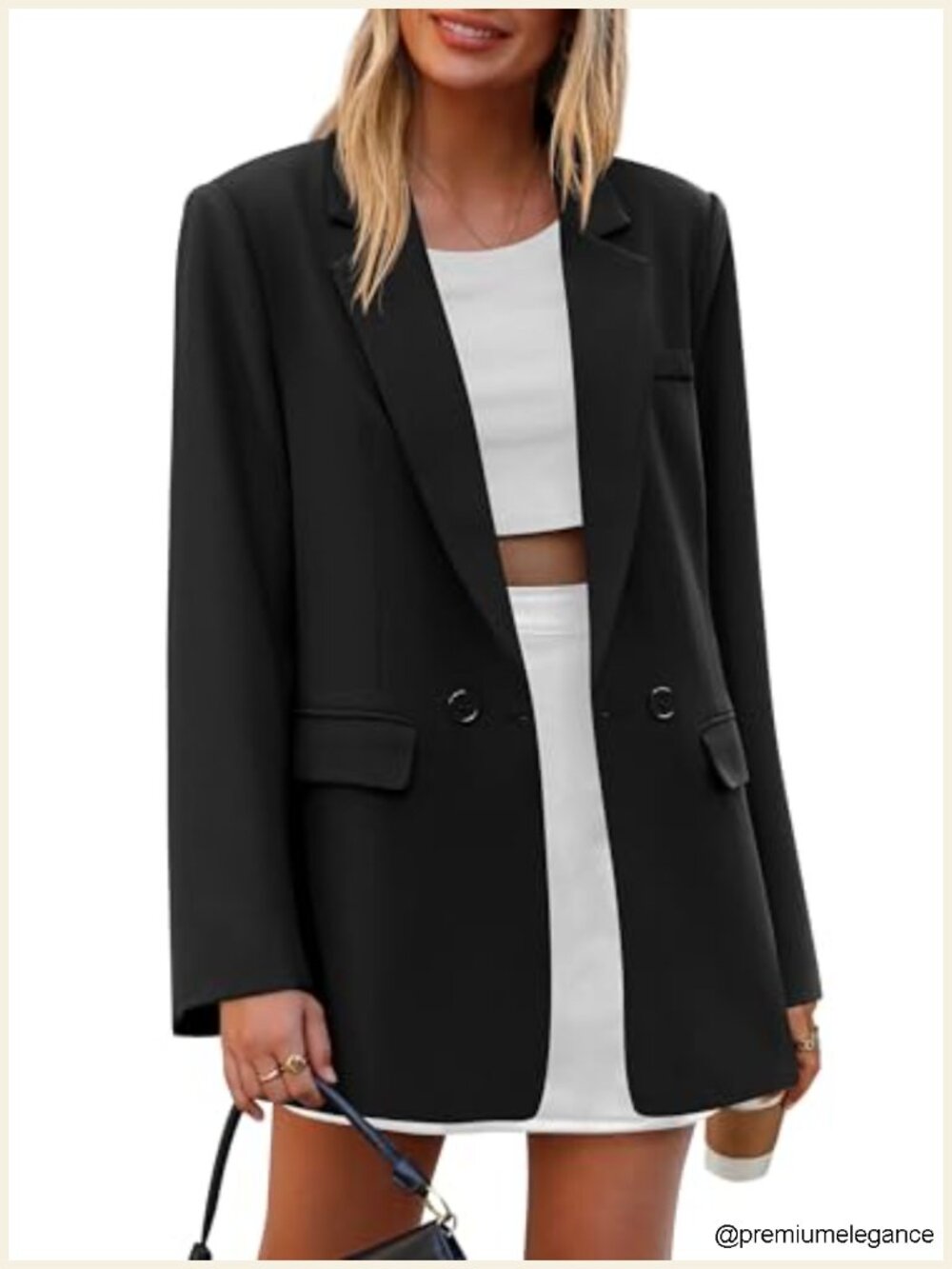 PRETTYGARDEN Women's Oversized Double Breasted Notch Lapel Blazer Business